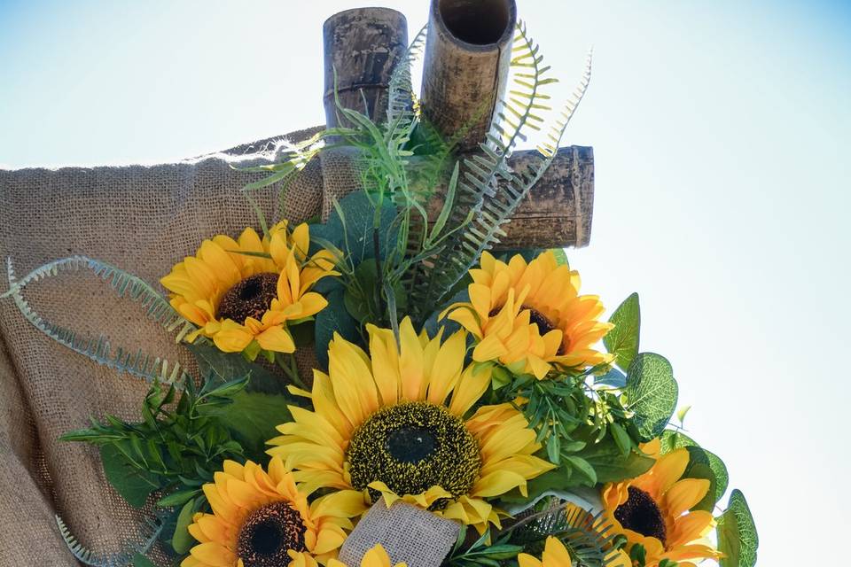 Rustic beach sunflowers