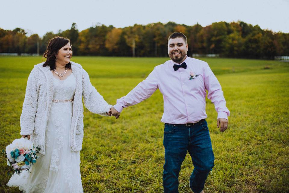 Walking in a field