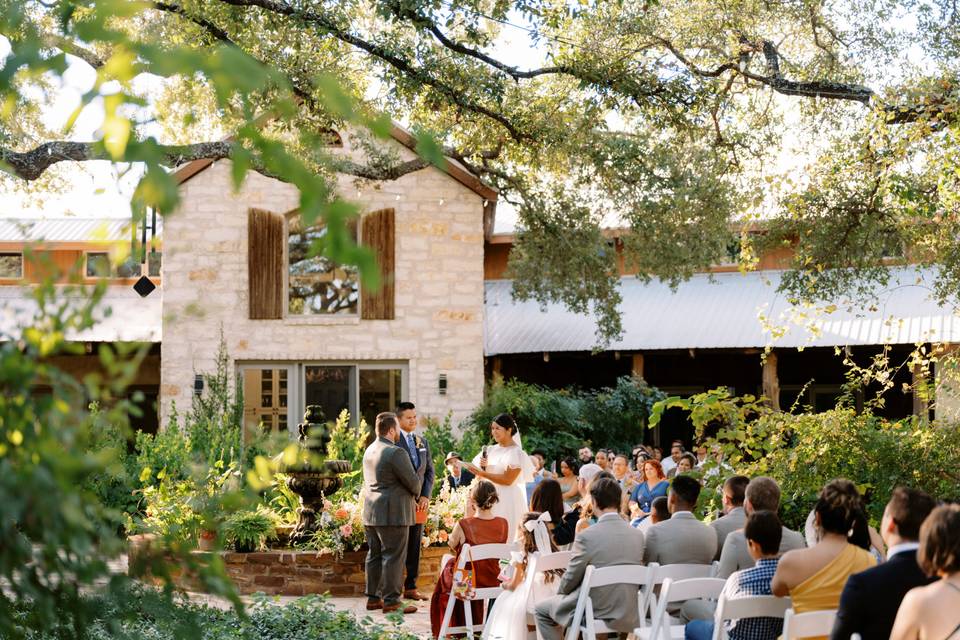 Wedding ceremony in courtyard