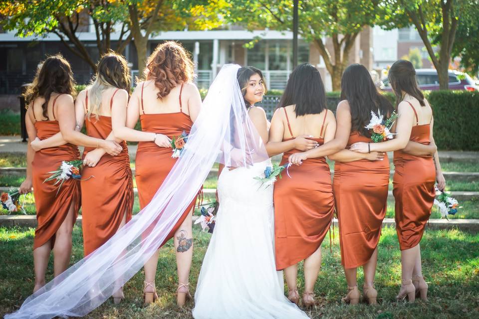 Groom and bridesmaids