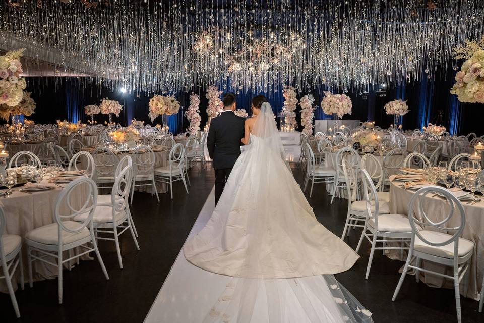 Newly weds in reception hall