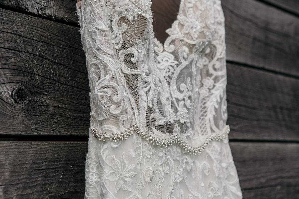 Wedding gown closeup