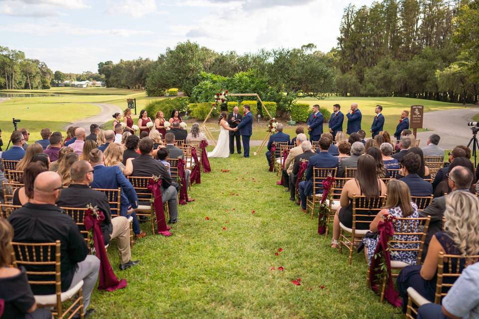 Ceremony on golf course lawn