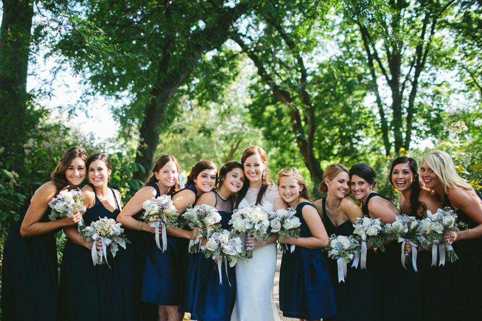 The bride with her bridesmaids