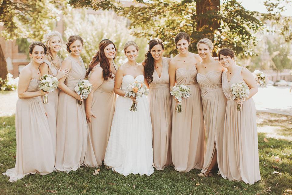 The bride with her bridesmaids