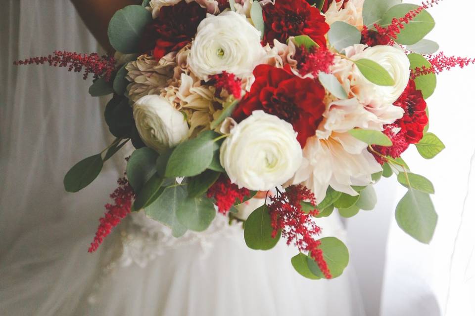 Bride and bouquet