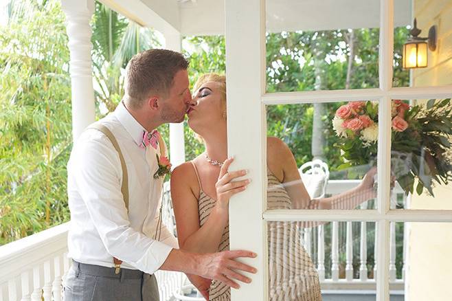 Just the bride and groom at Southernmost Hotel in Key West