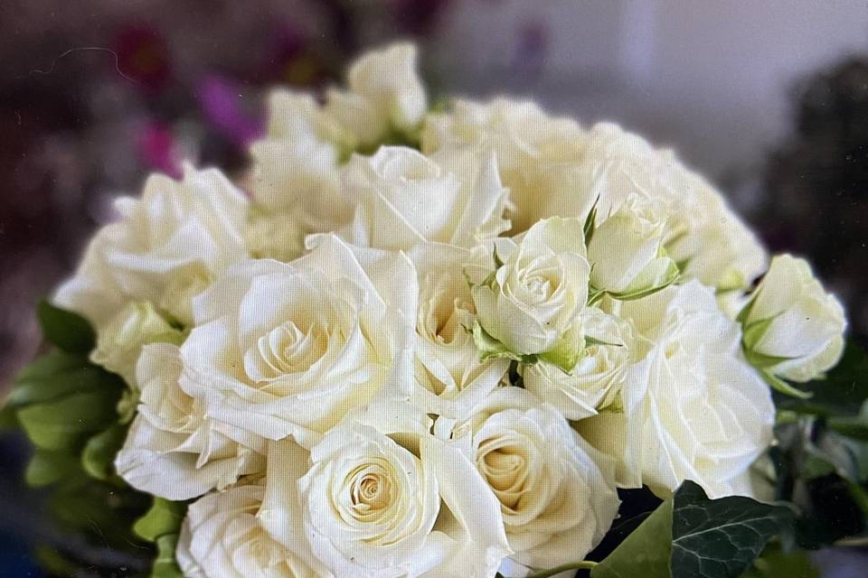 White roses/ivy bouquet