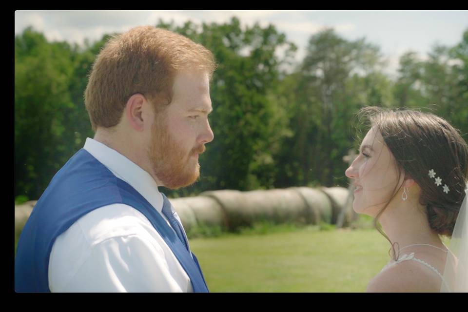 Bride and Groom Stare