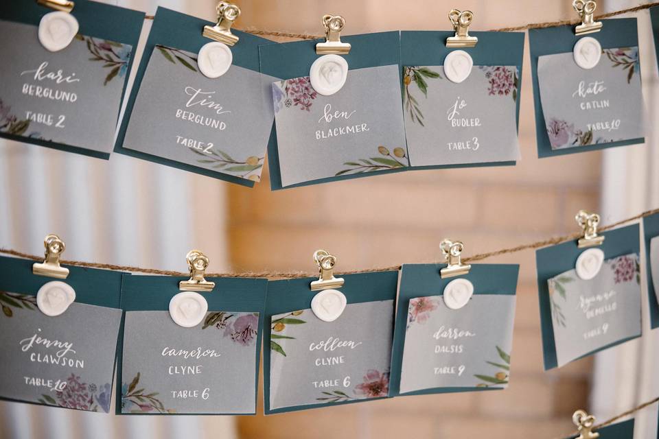 Day of escort card display