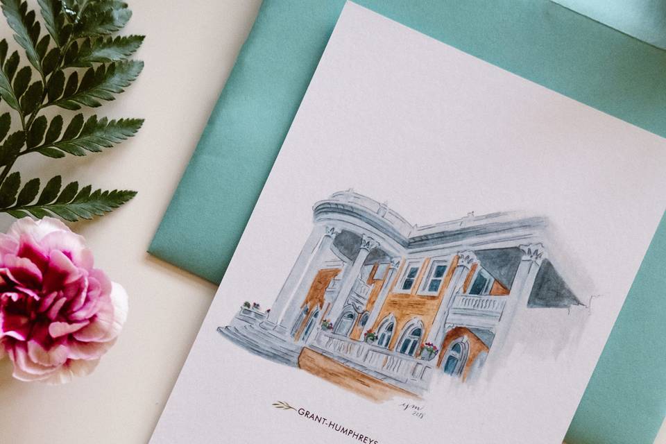 Watercolor venue illustration