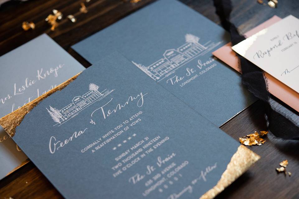 Dusty Blue Invitation Suite