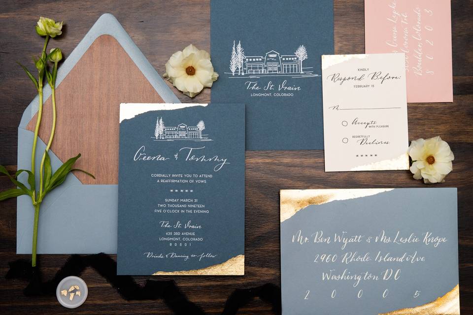 Dusty Blue Invitation Suite