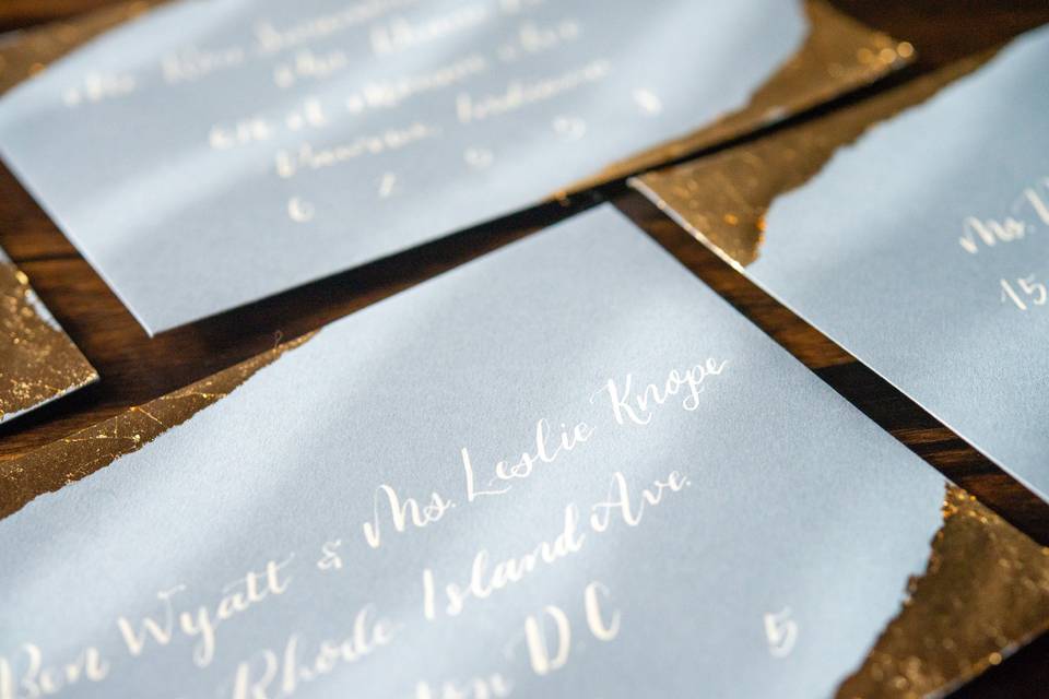 Envelopes with gold leafing