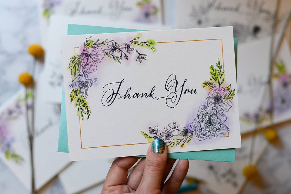 Custom floral thank you cards