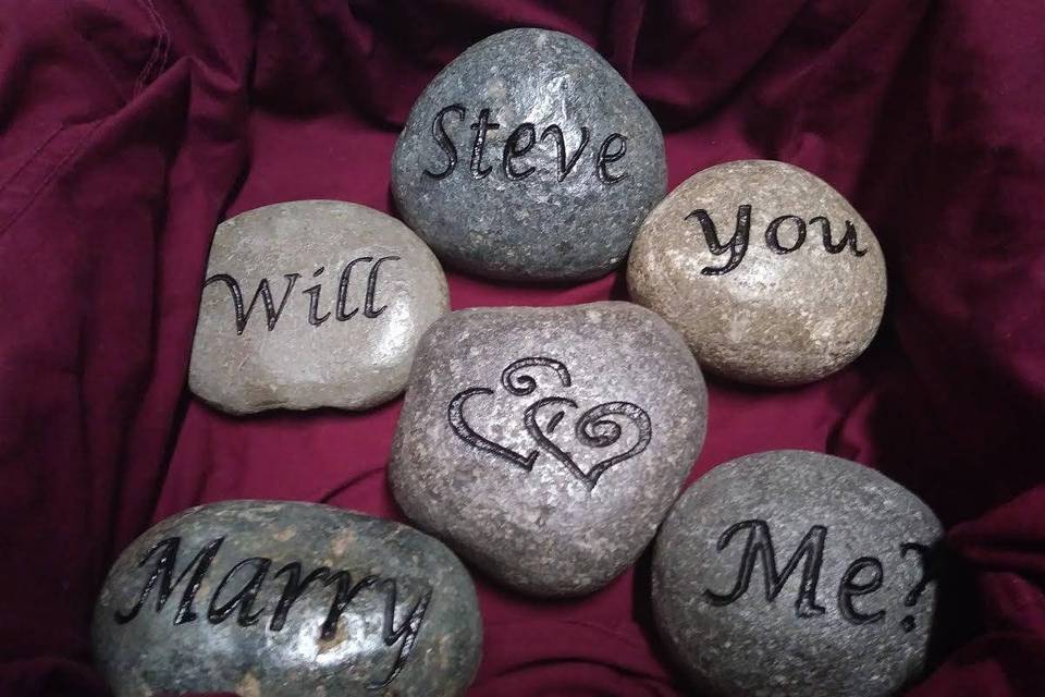 Engraved river stones