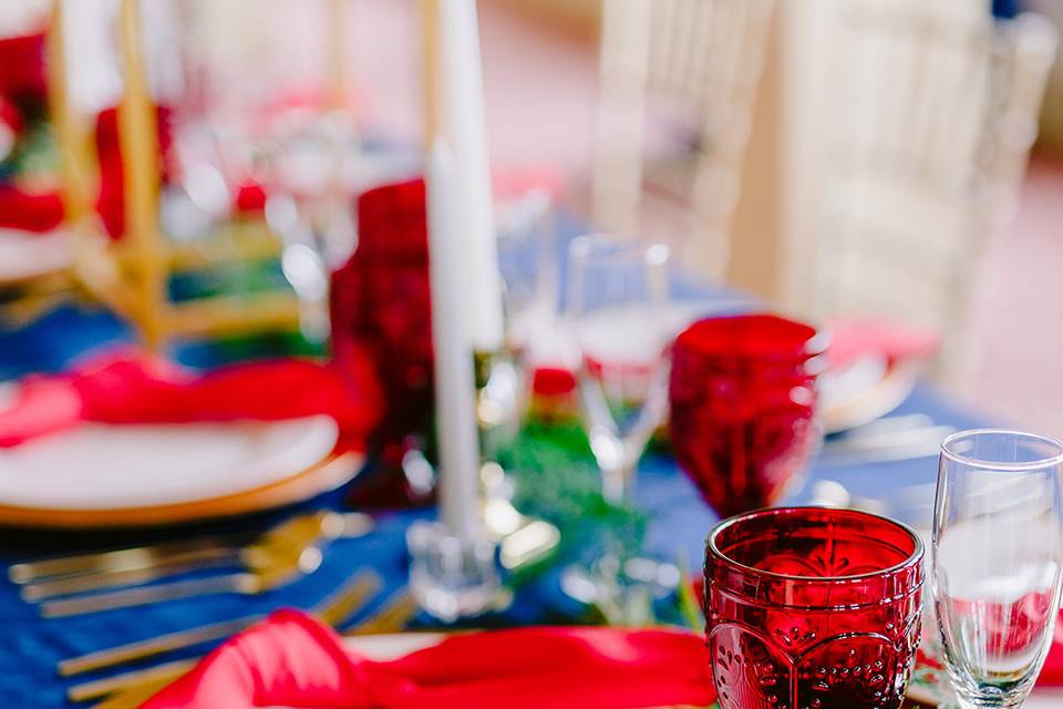 Red, white, and blue table