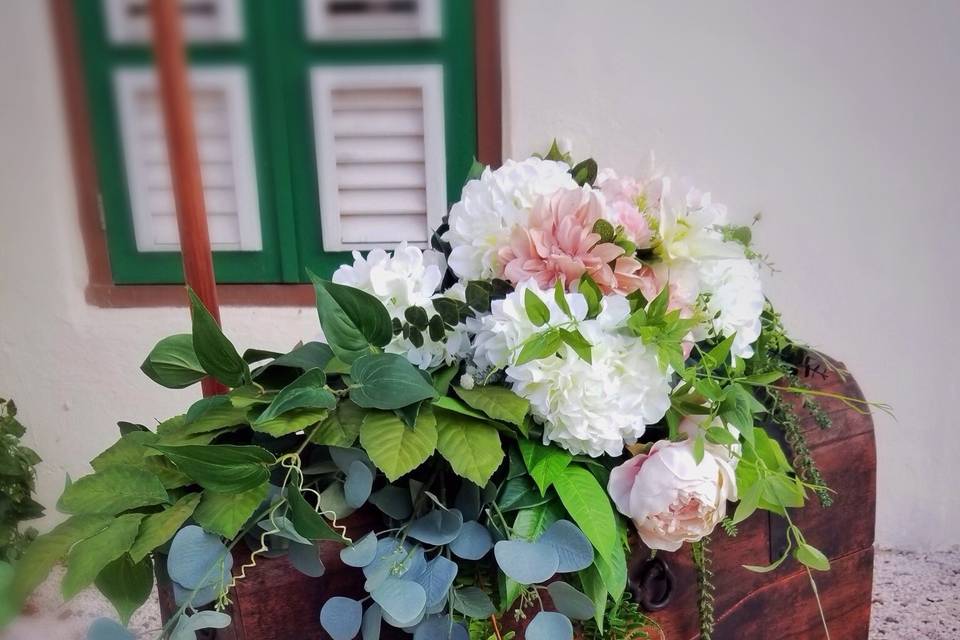 Old trunk cascading flowers