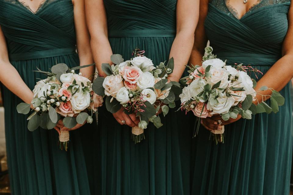 Three bridesmaids bouquets