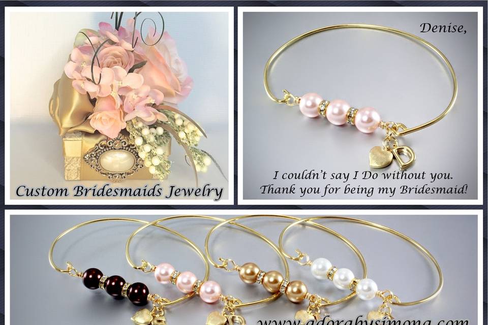 Personalized Bridesmaids Pearl Bracelets in Custom Packaging