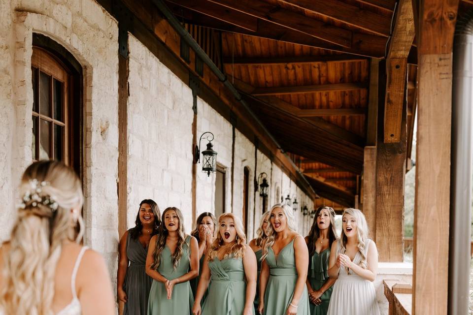 First Look with Bridesmaids