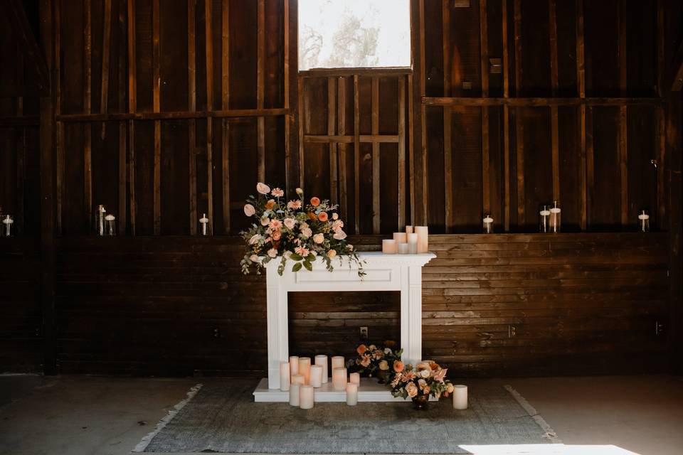 Floral fireplace altar