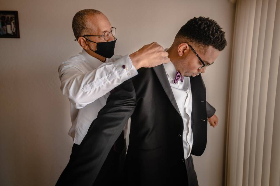 Groom getting ready