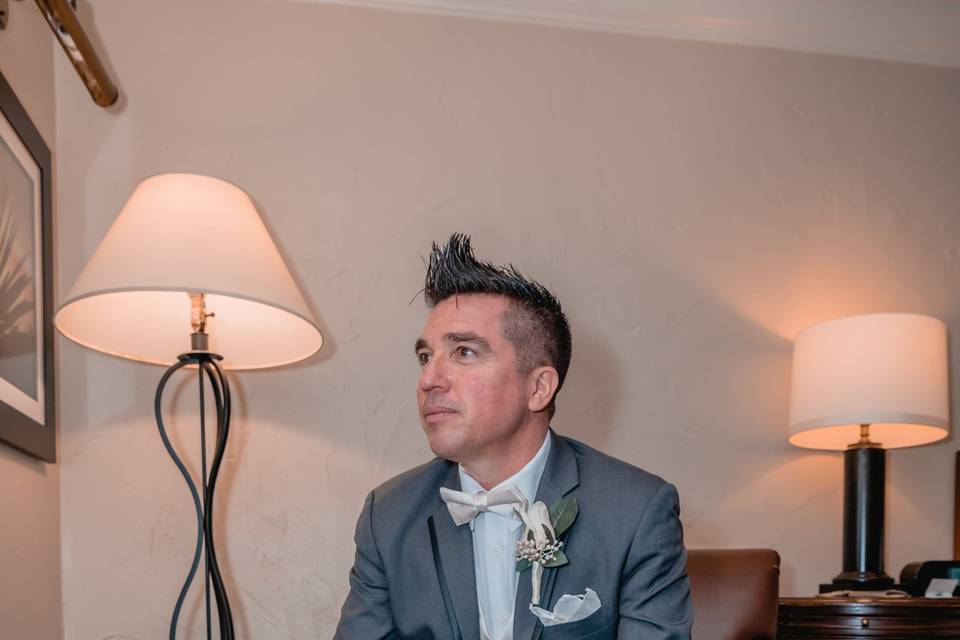 Groom getting ready