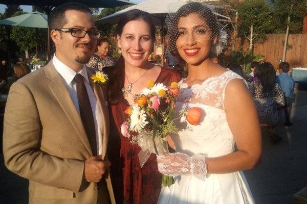 Officiant Elysia and the newlyweds
