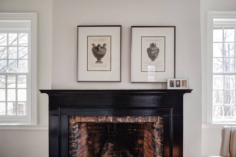 One of the six fireplaces i