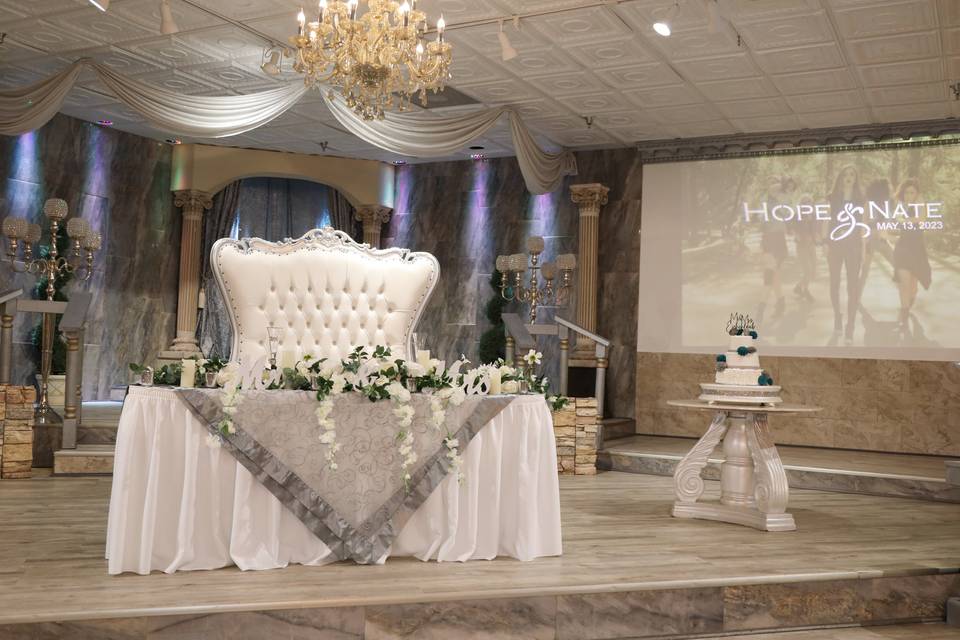 Head table and cake table