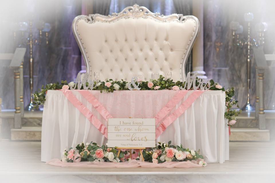 Pink and flowers headtable