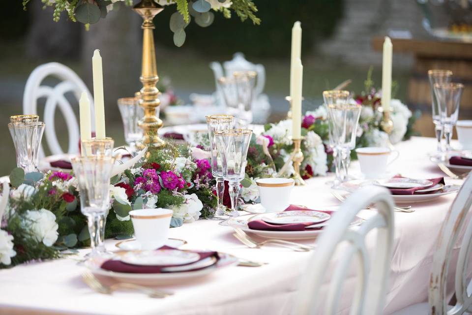 Close up of long table