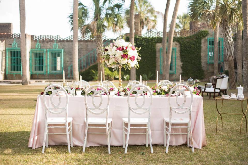 Close up of long table