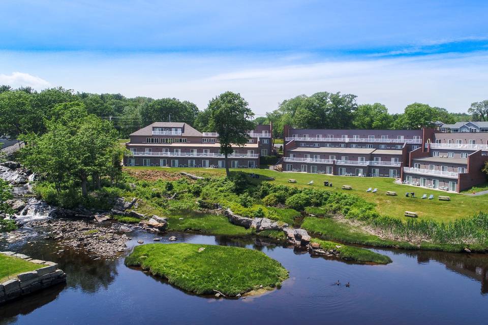 Waterfront view of hotel