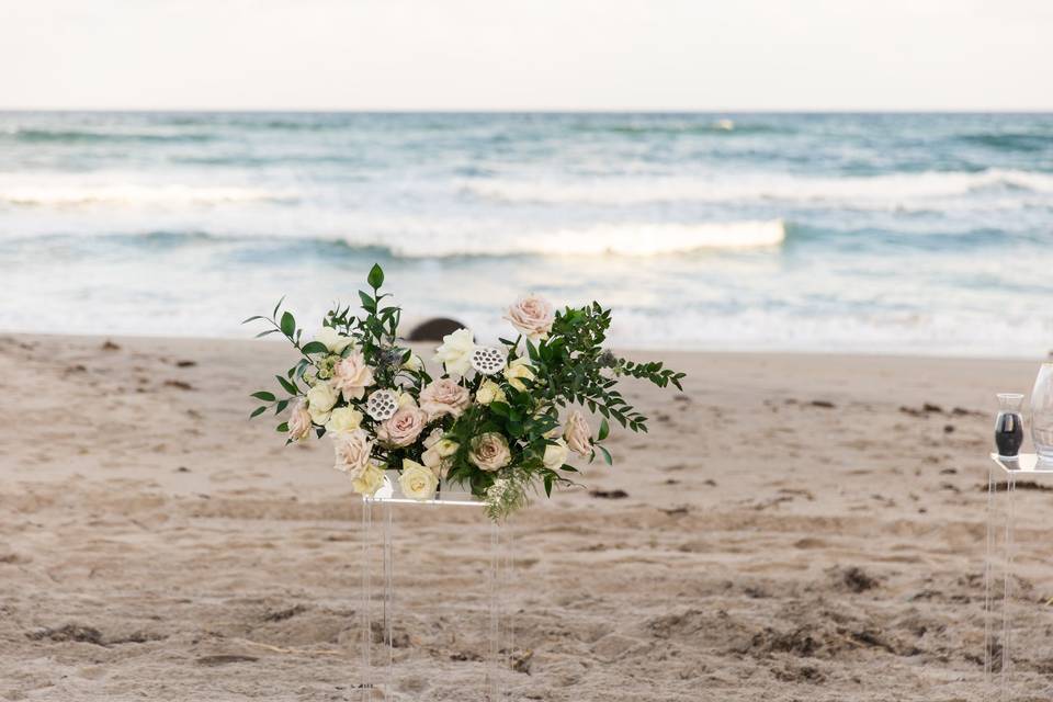 Beach wedding florals