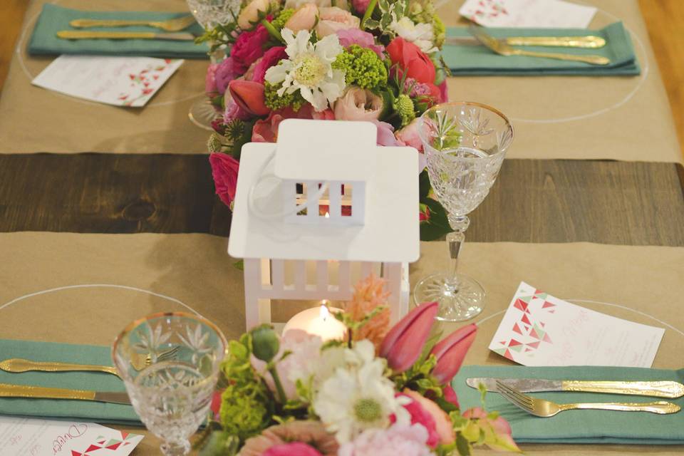 Table setup with centerpiece