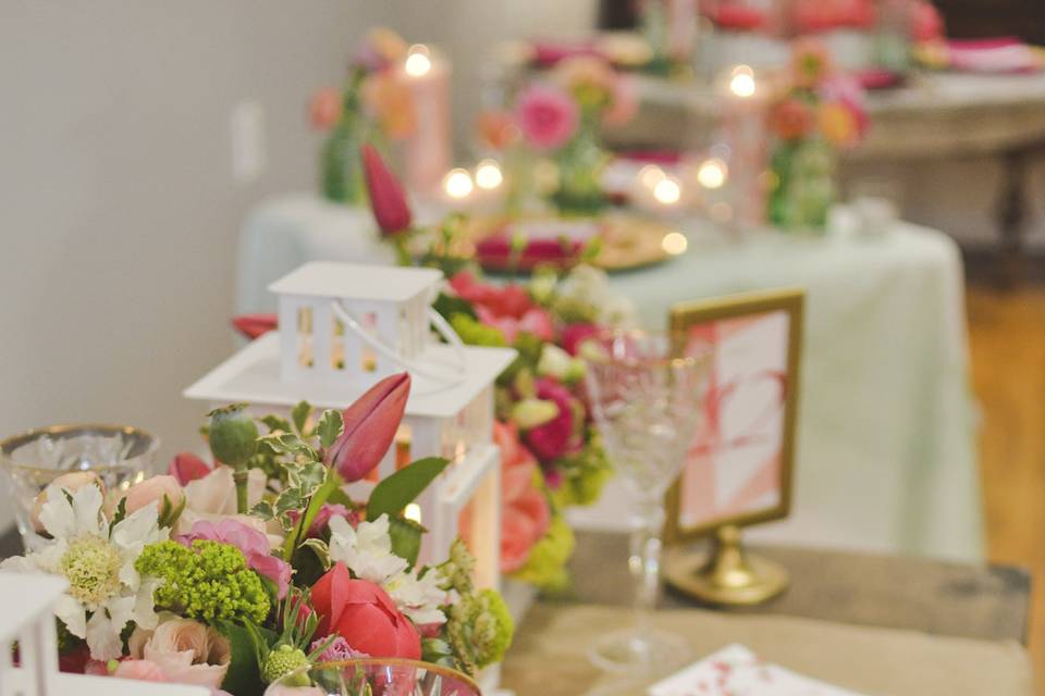 Table setup with centerpiece