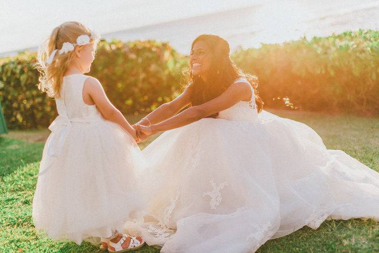 Bride and junior bridesmaid