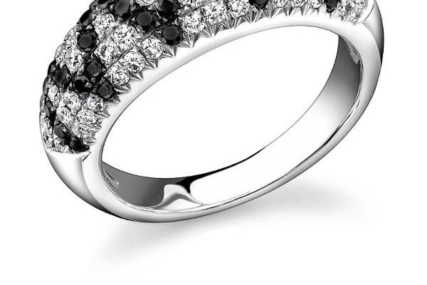 18K White  Gold, Diamond and Black Diamond ring with 41 black diamond of 0.51ct and 58 diamond of 0.65ct.
Please click the following link for full product details.  http://www.alexarosejewelry.com/viewitem.asp?idProduct=137180&priceRange=0x999999&ha1=2&hb1=27