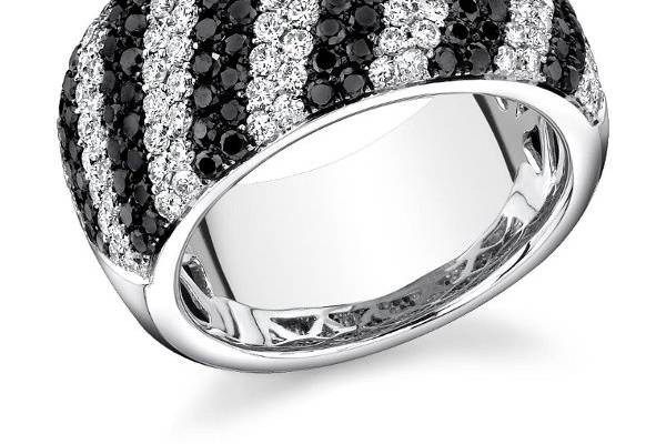 18K White  Gold, Diamond and Black Diamond ring with 41 black diamond of 0.51ct and 58 diamond of 0.65ct.
Please click the following link for full product details.  http://www.alexarosejewelry.com/viewitem.asp?idProduct=137180&priceRange=0x999999&ha1=2&hb1=27