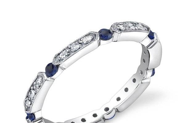 18K White Gold Diamond and Sapphire eternity ring.
Please click the following link for full eternity ring details.  http://www.alexarosejewelry.com/viewitem.asp?idProduct=34942&priceRange=0x999999&ha1=2&hb1=28
