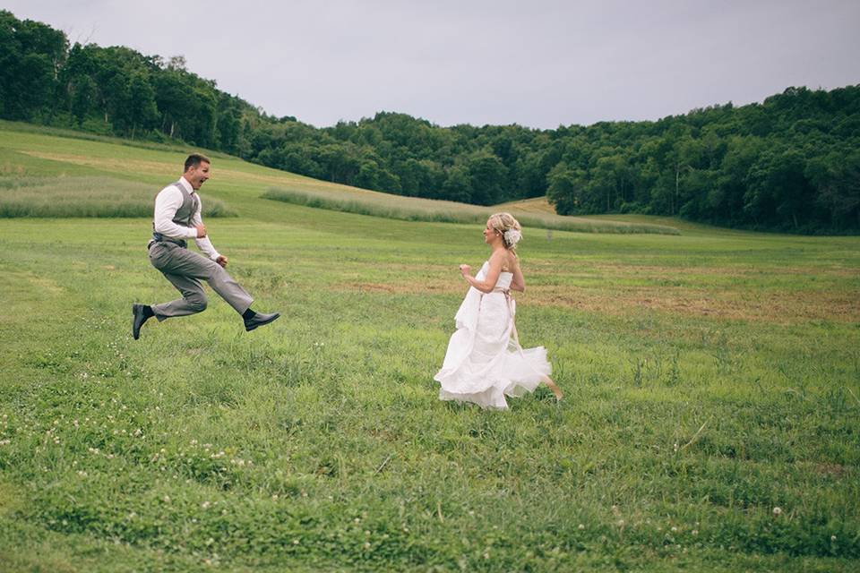 Couple jumping