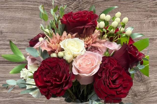Burgundy, white & mauve