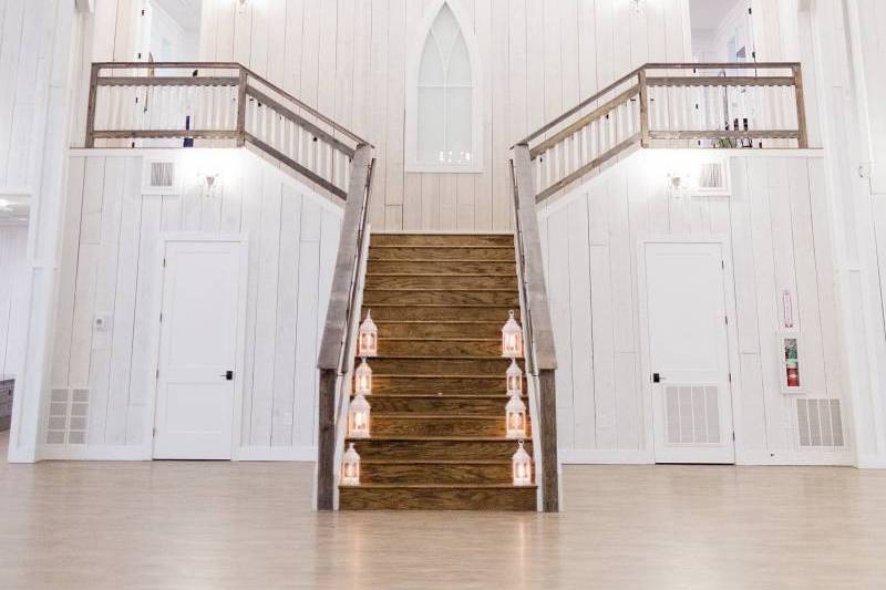 Staircase and vaulted ceilings