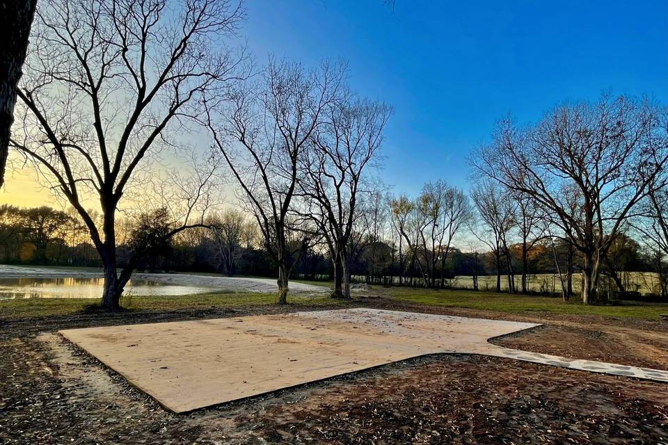 Ceremony area overlooking pond