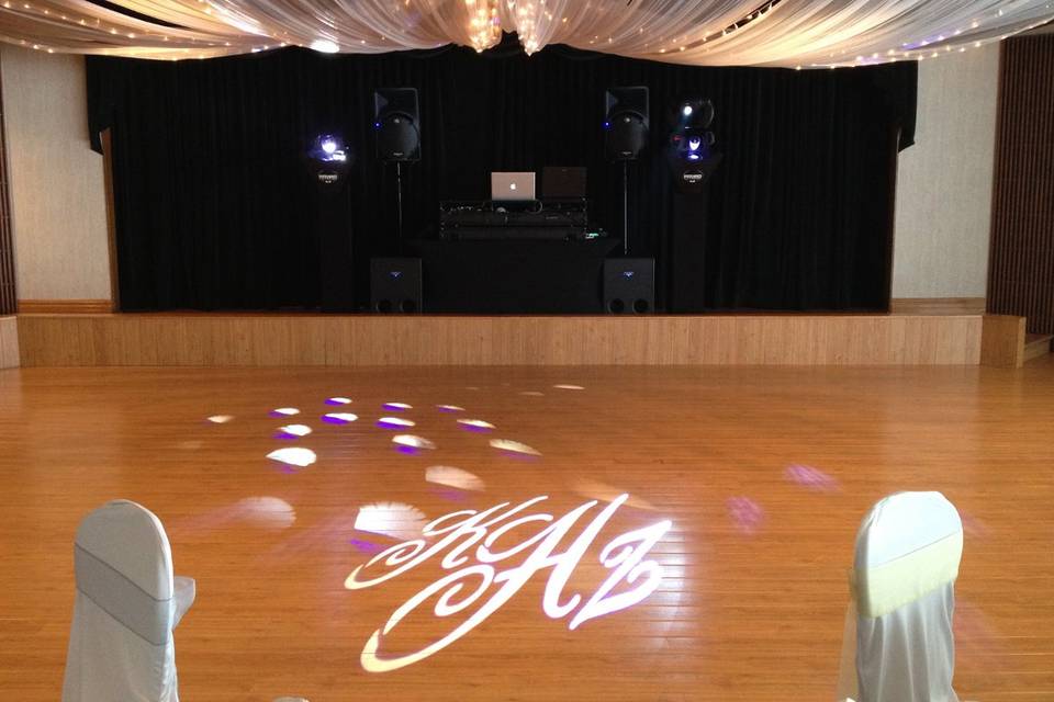 This package included the basic sound and lighting package with a custom monogram.