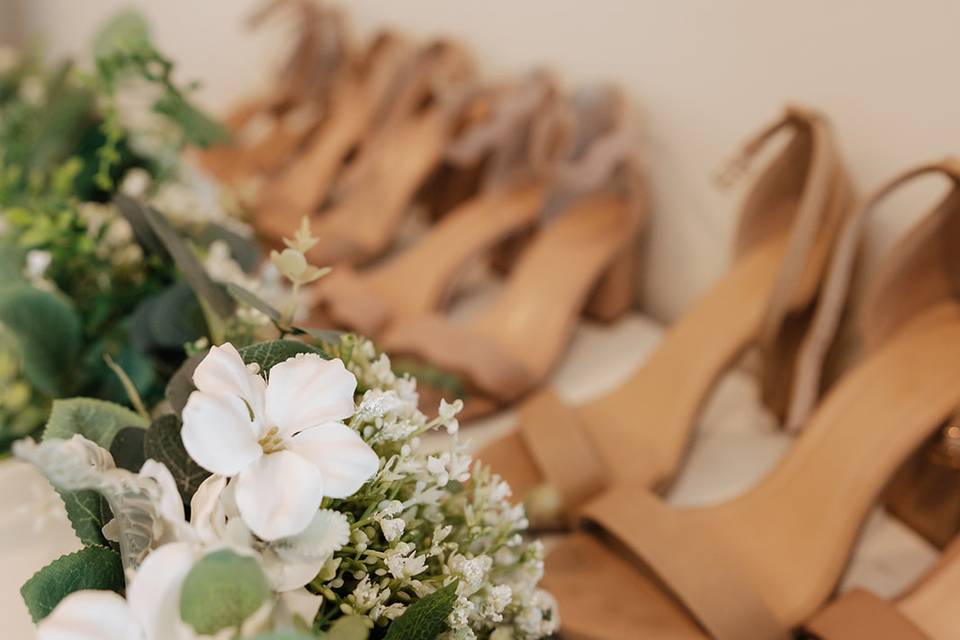 Bridesmaid flowers and shoes