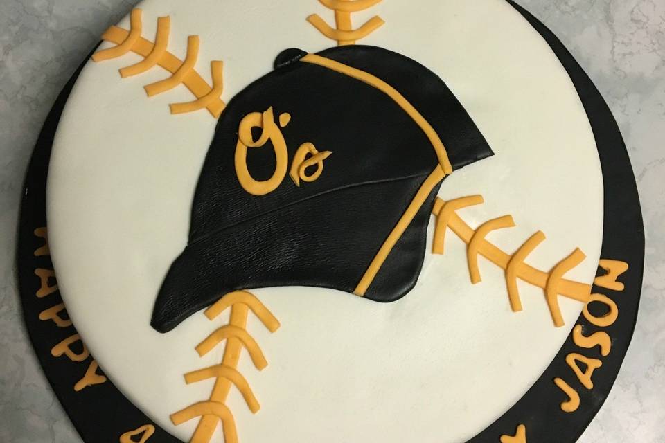 Baseball themed birthday cake