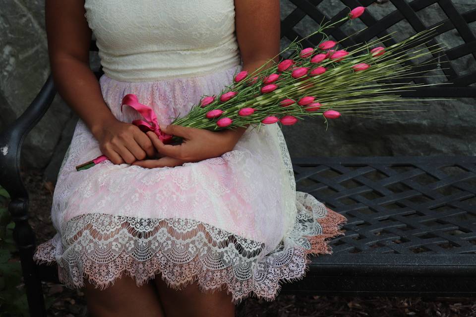 Pink Ombre bridal dress lace